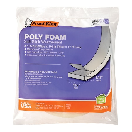 Frost King Frost King White Poly Foam Weather Seal For Doors and Windows 17 ft. L X 0.25 in. L344H